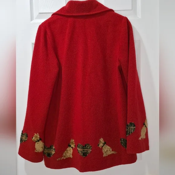 Vintage 90s Simon Chang Red Scottish Terrier Jacket Size 10 Unique Dog Appliques - Picture 4 of 6